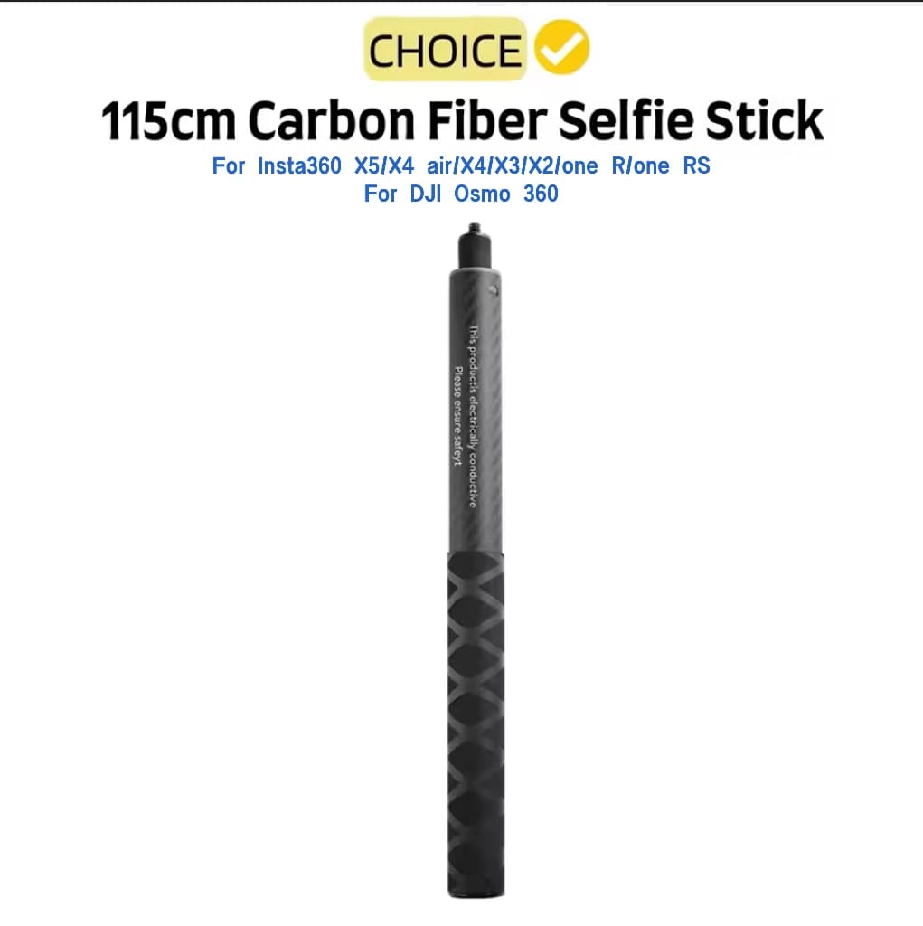 115cm Invisible Selfie Stick For Insta360 X5/X4 Air/X4/X3/GoPro Carbon Fiber Extension Pole Wand Rotated Twist Lock Accessories