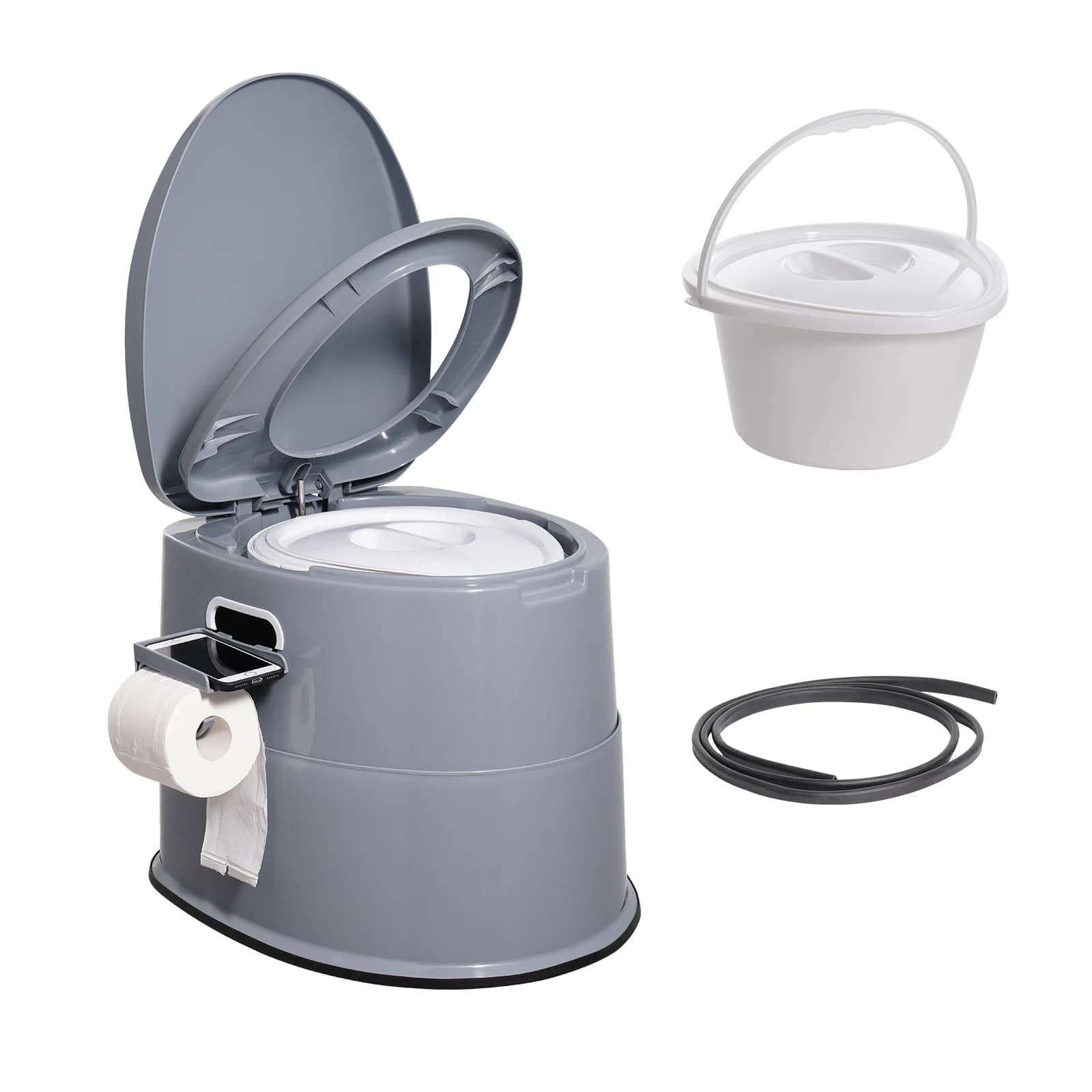 SucceBuy Toilette portatile per vasino da campeggio Porta con secchio interno staccabile da 1,3 G Toilette da viaggio per viaggi in campeggio all'aperto