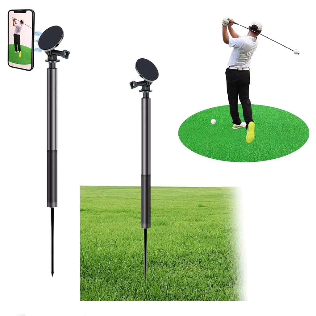 Bastone selfie monopiede da golf con picchetto per altalena da golf, supporto magnetico per telefono da golf regolabile in altezza per fotocamere Magsafe