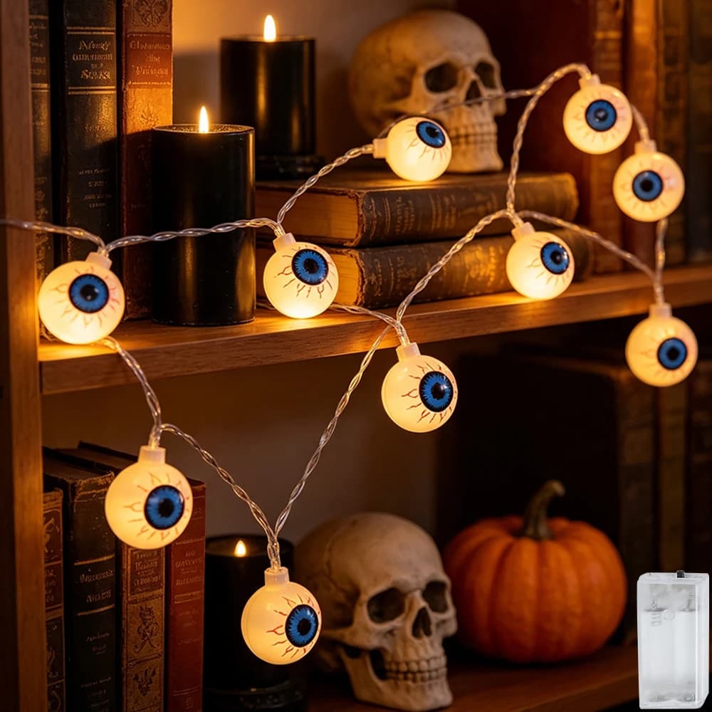 1pc Halloween Ghost Eyes Lights String, 1.5M 10LED Terrifying Ghost Eyes Lights for Halloween Haunted House Indoor Outdoor Decor