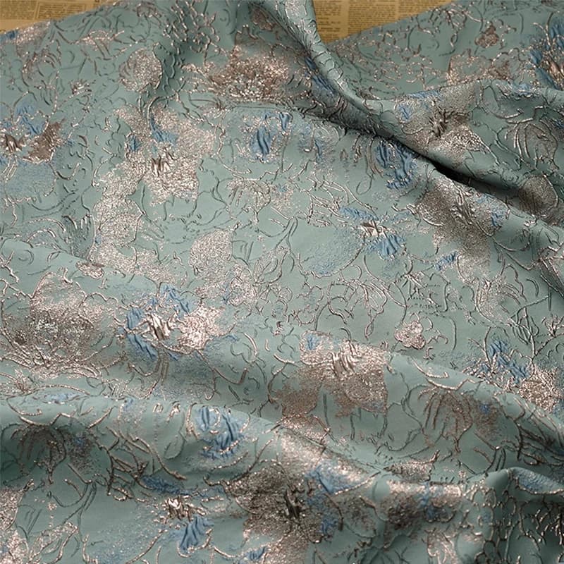 Elegant Large Flower Jacquard Fabric Gold Silk Relief Cloth Women's Dress Cheongsam Suit Decorative Diy Sewing Fabric