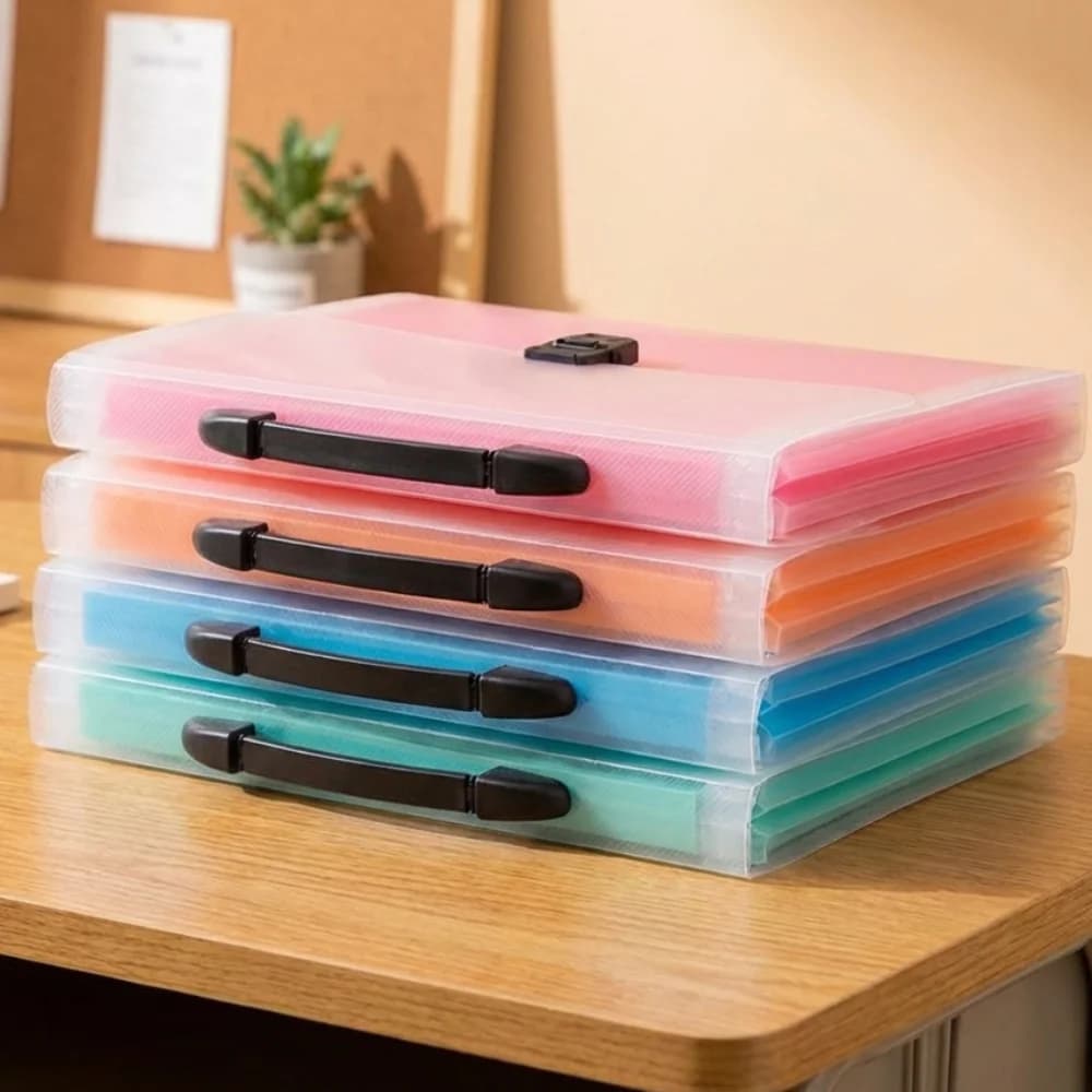 Borsa a Fisarmonica Portatile A4 Grande Capacità, Trasparente, 13 Scomparti, Cartella Spessa per Documenti, Borsa Portaoggetti per Test, Borsa Portadocumenti per Ragazze