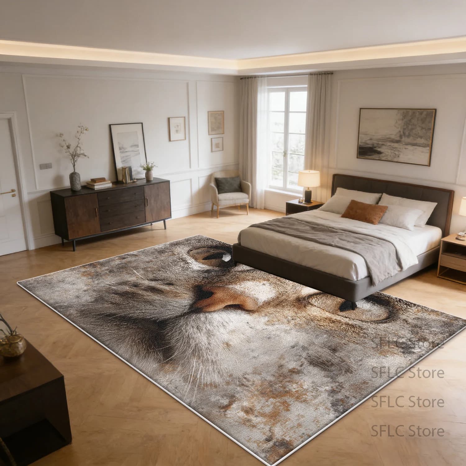 Modern 3D Animal Pattern Fluffy Living Room Carpet Decoration Home Antiskid Soft Rug Large Area Easy Clean Short Velvet Foot Mat