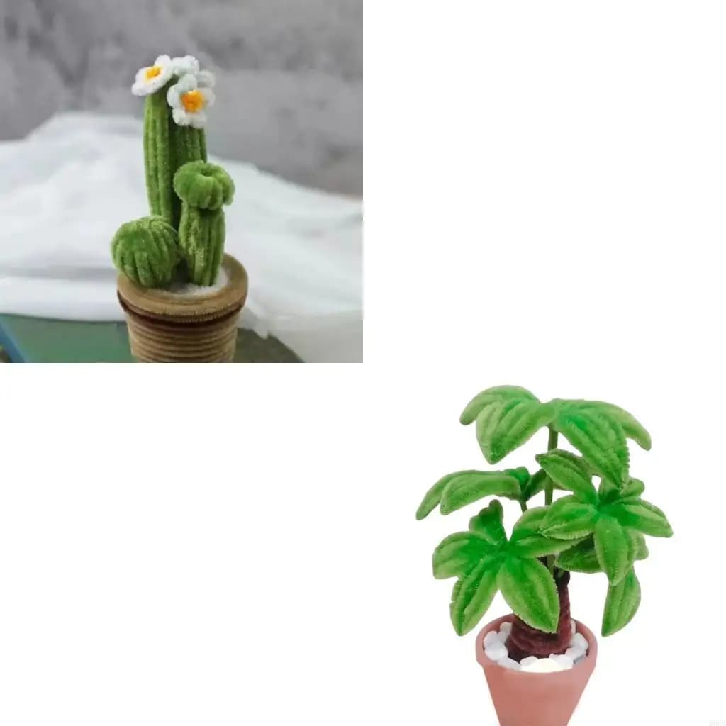 R66A Handmade plush stems Supplies for potted plants for wedding table centerpiece Home decoration Gift