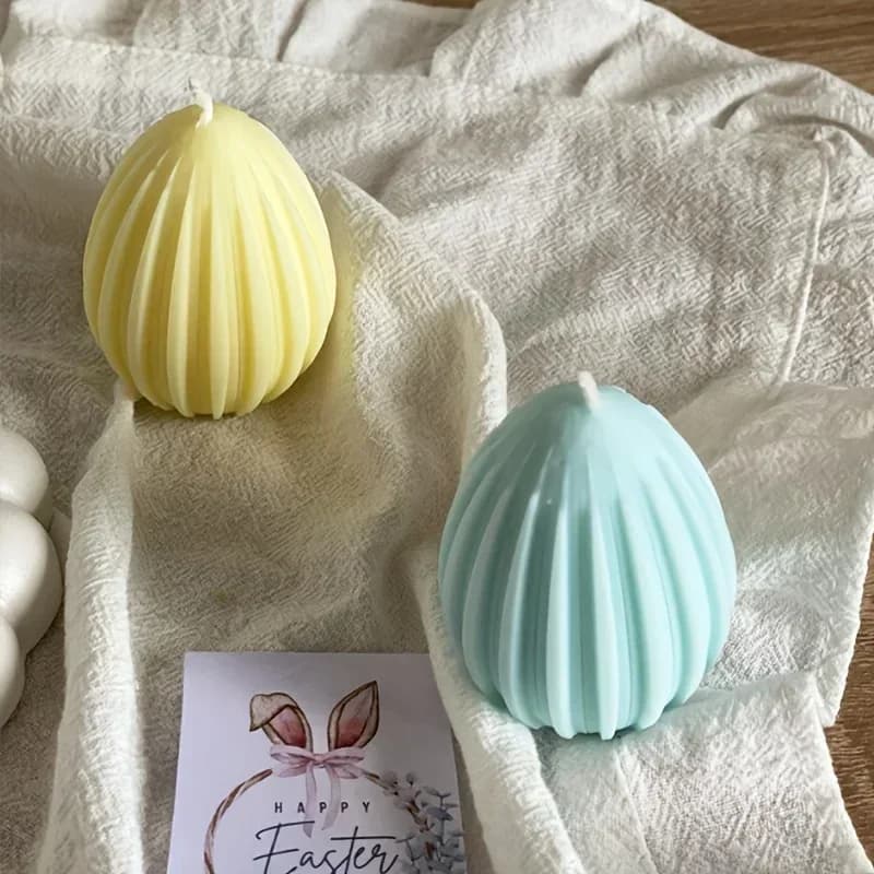 Stampi in resina 3D a forma di uovo a strisce per candele, sapone e resina epossidica - Ideali per decorazioni e regali di Pasqua (2026-1 pz)