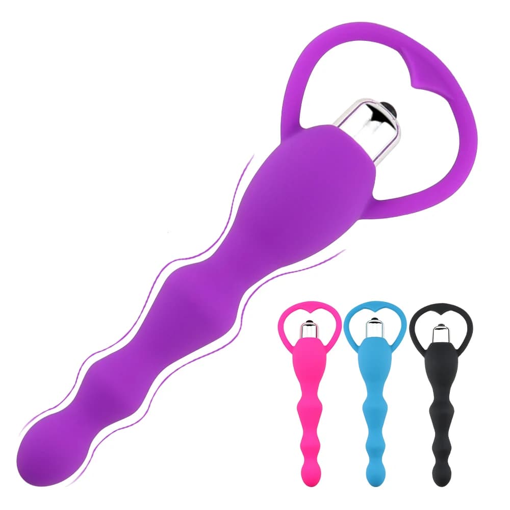 Vibratore anale lungo Butt Plug Perline anali vibranti in silicone Giocattolo gay Massaggio prostatico maschile Giocattoli sessuali per donne Uomini Prodotti per adulti
