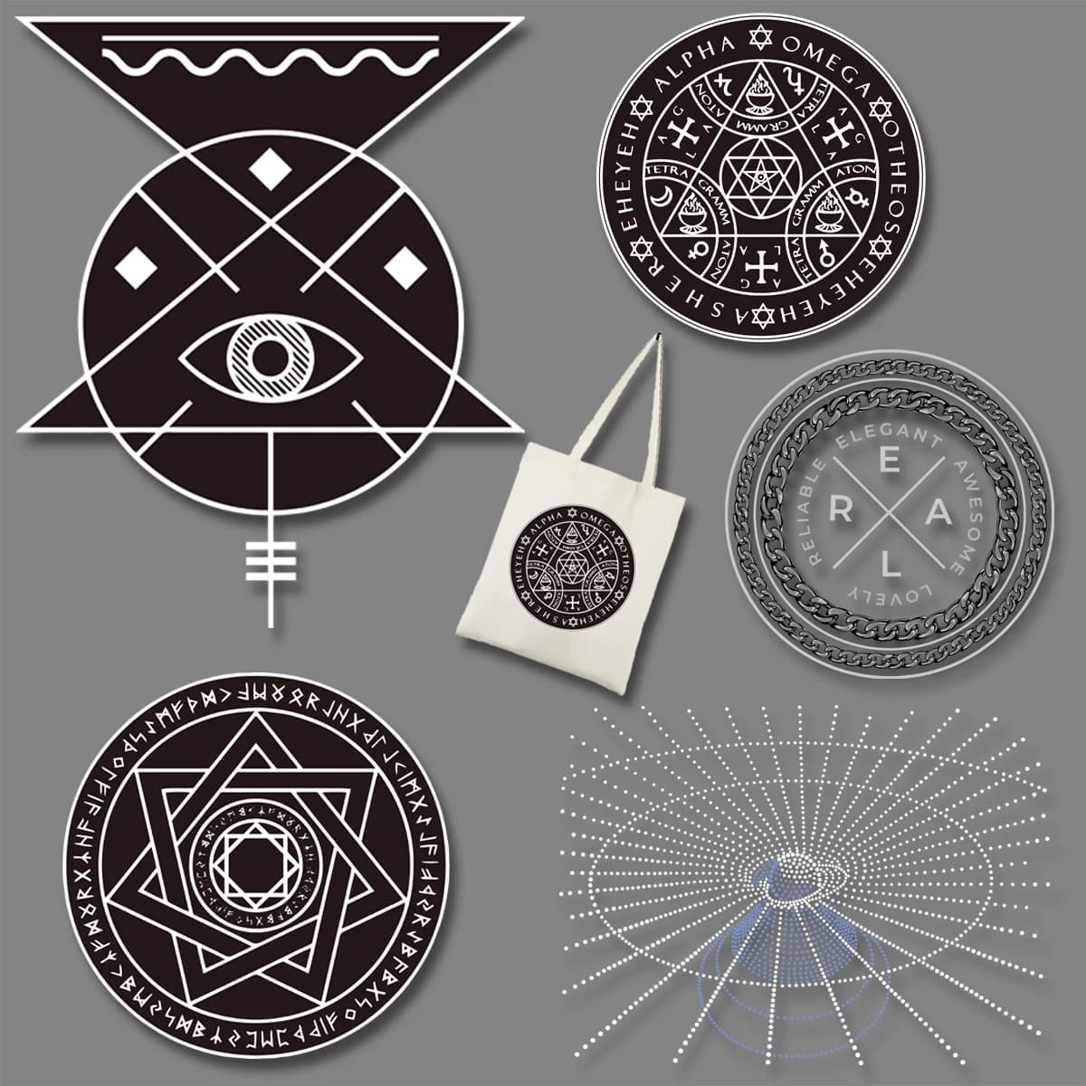 Totem rotondo geometria ferro su trasferimento carattere Patch per abbigliamento su giacche borse calzini cuscino lavabile Appliques fai da te