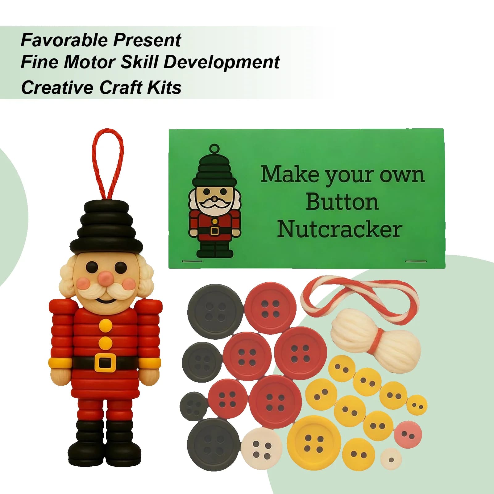 Bottoni Kit di ornamenti per albero di Natale Schiaccianoci Fascino Artigianato Bottoni natalizi per cucire per le vacanze Porta dell'albero genealogico Bambini 3