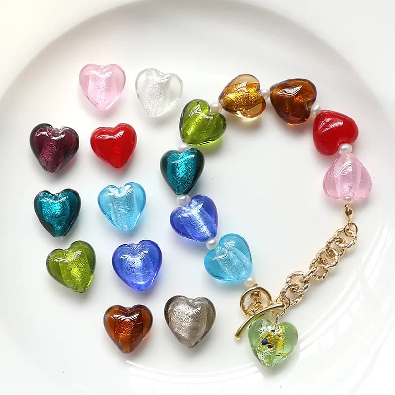 10 pz 12mm a forma di cuore in vetro di murano perline sparse per collana fai da te braccialetto orecchini artigianato creazione di gioielli risultati accessori