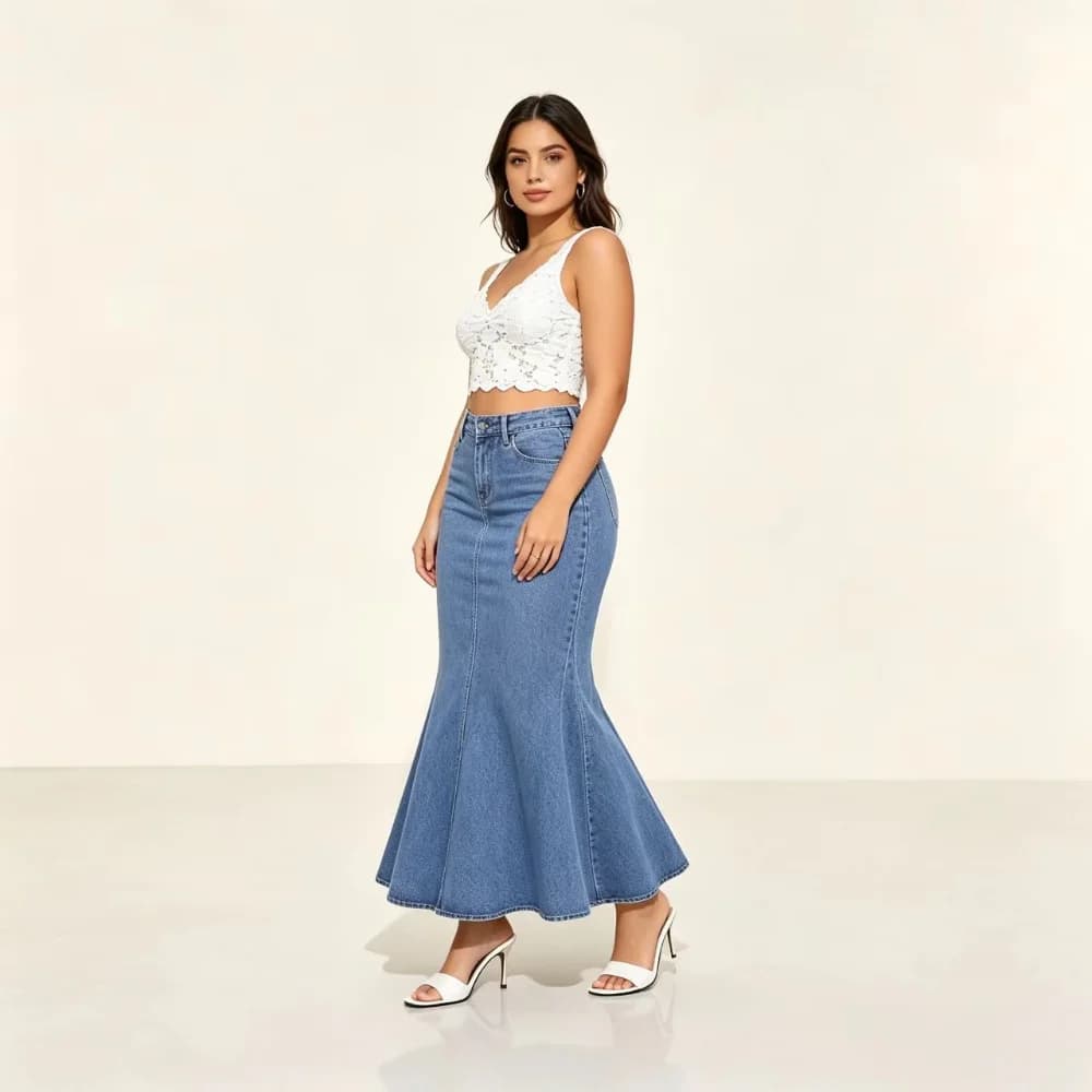 Women's New Fashion Joker High Waist Denim Skirt Joker Style Everyday Casual Denim Skirt.