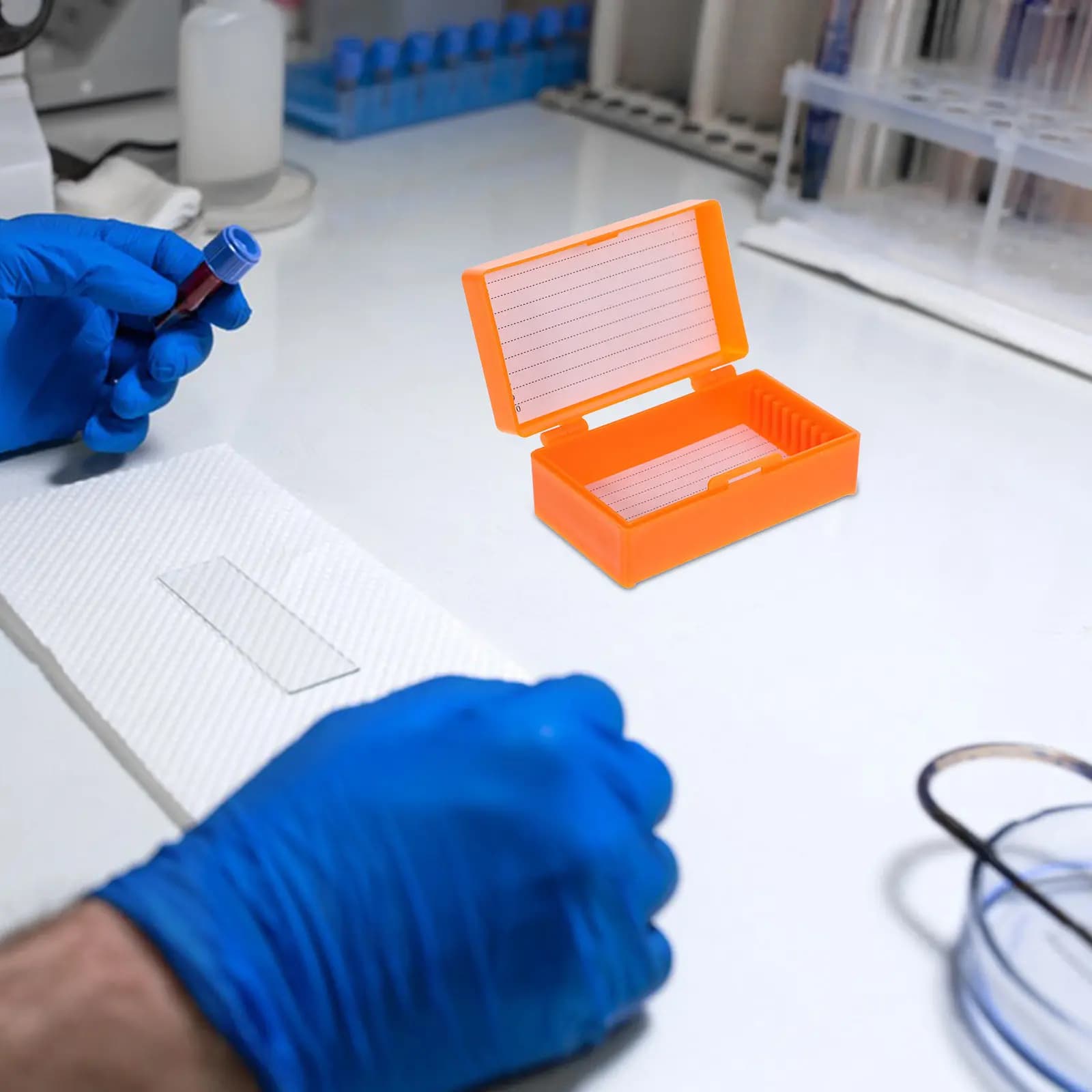 Scatole per microscopi da 3 pezzi, contenitori riutilizzabili di grande capacità, organizzatori per attrezzature scientifiche da laboratorio, scatola per campioni in plastica