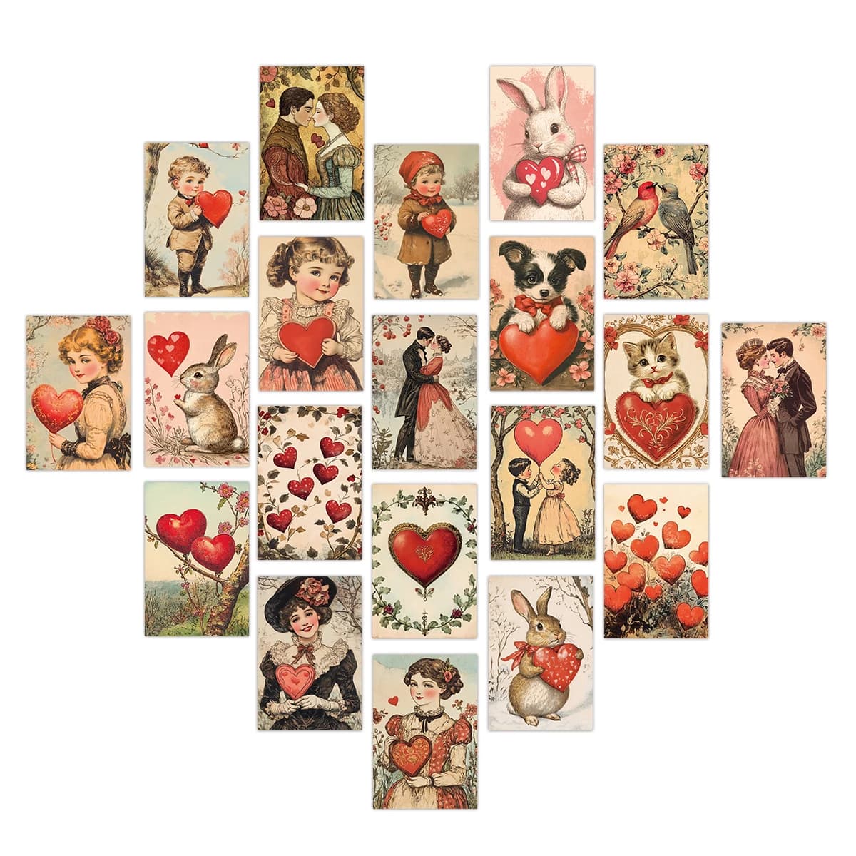 Cartoline vintage Love Story da 20 pezzi, carte da collezione romantiche, regalo di anniversario di San Valentino, libro degli ospiti di nozze/decorazione da parete per feste