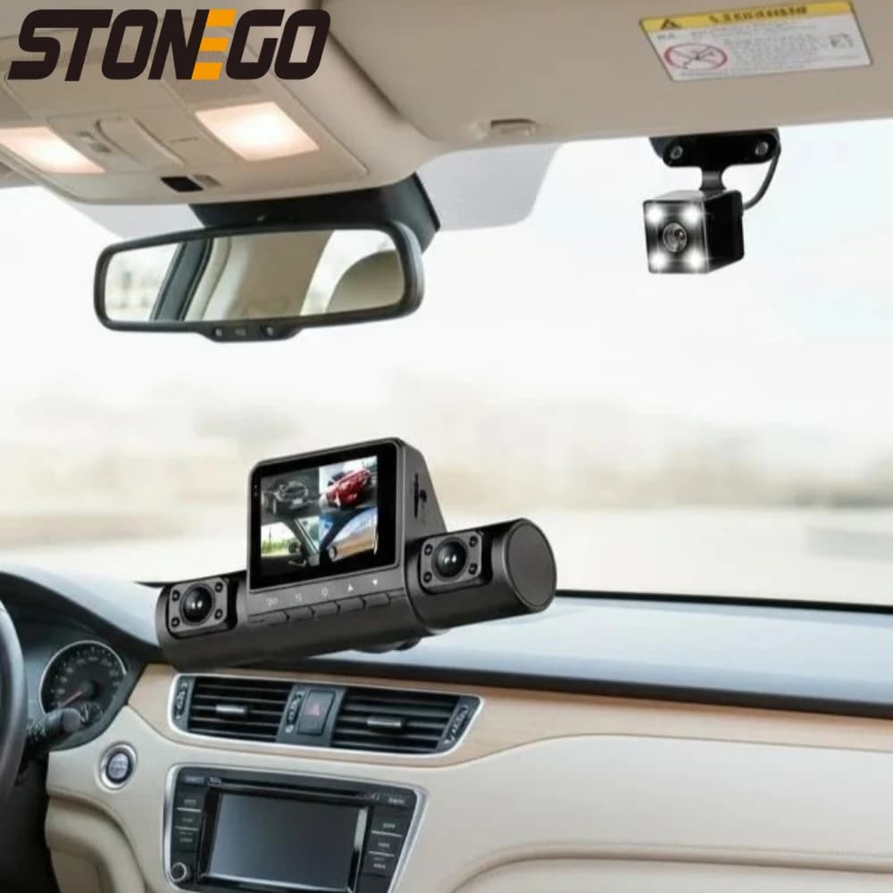 Dash Cam Full HD 1080P to 4 Lenti with Wide Angle, Loop Registration, IPS button control and IPS screen for Auto and Electronics