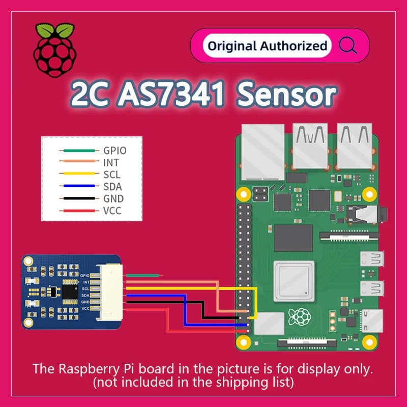 Modulo Sensore di Colore Spettrale Visibile I2C AS7341 per Raspberry Pi Zero 2 W 3 3B 4B 4 5 Arduino STM32 Rpi Spettrometro
