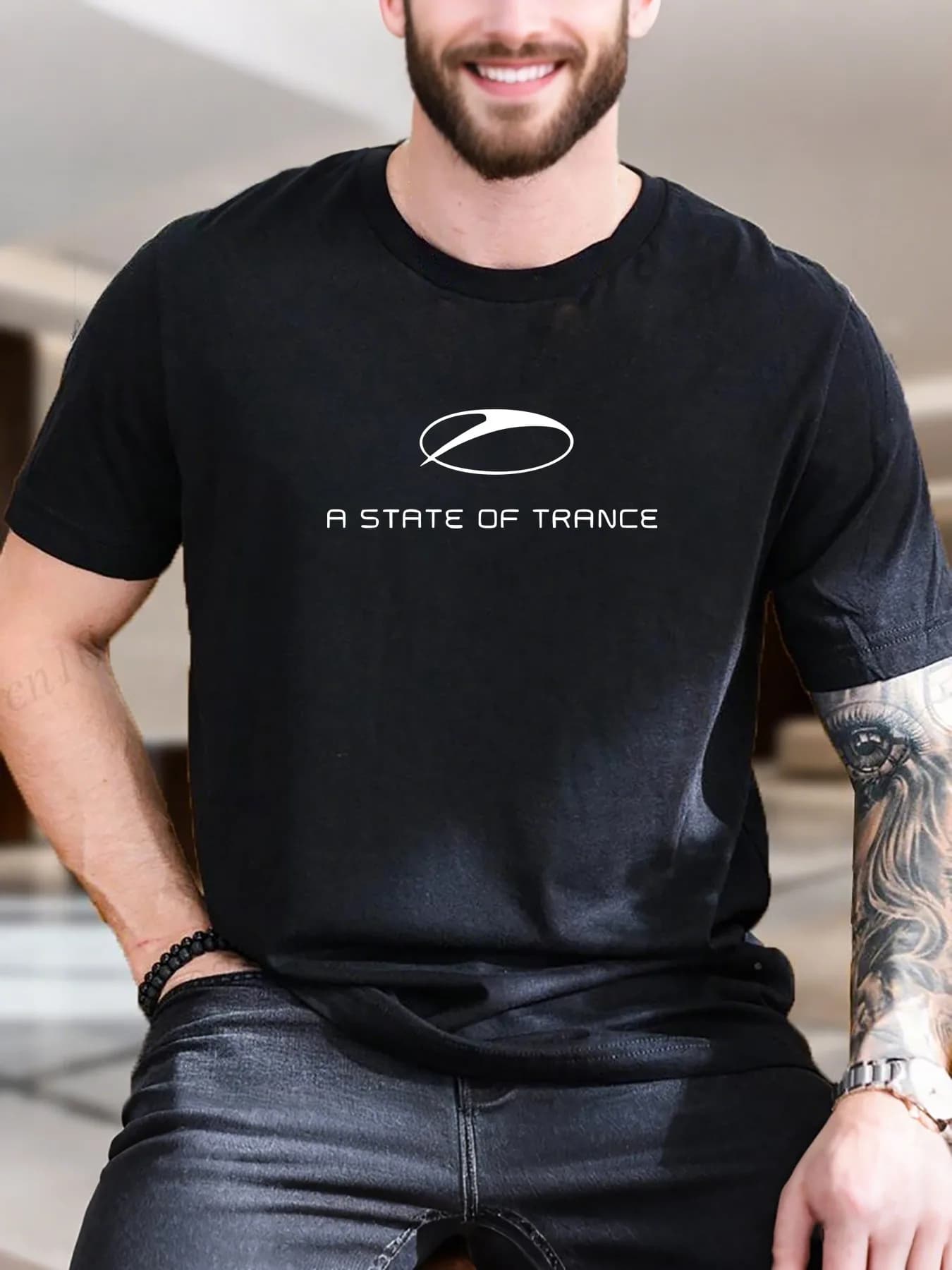 T-shirt con stampa grafica da uomo - Design da spiaggia surf, 100% cotone traspirante e morbido, vacanze casual e abbigliamento quotidiano, estate alla moda S