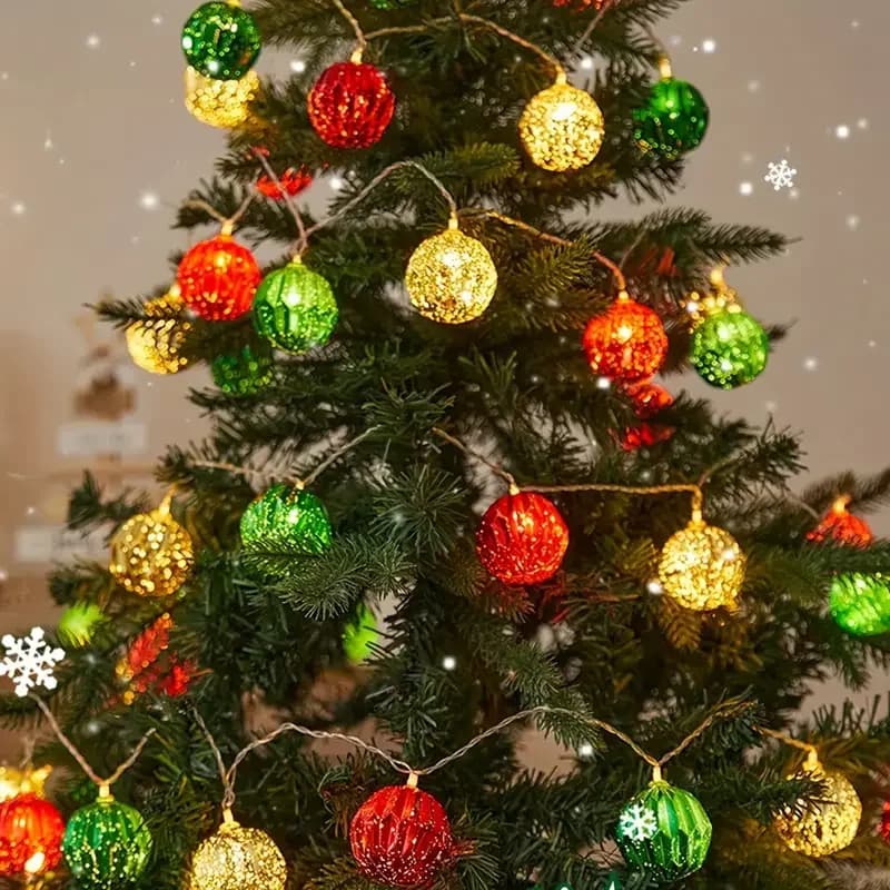 Luci a corda con palline decorative per albero di Natale per interni a batteria/lampada a sospensione alimentata tramite USB Luci per decorazioni per festival all'aperto 604