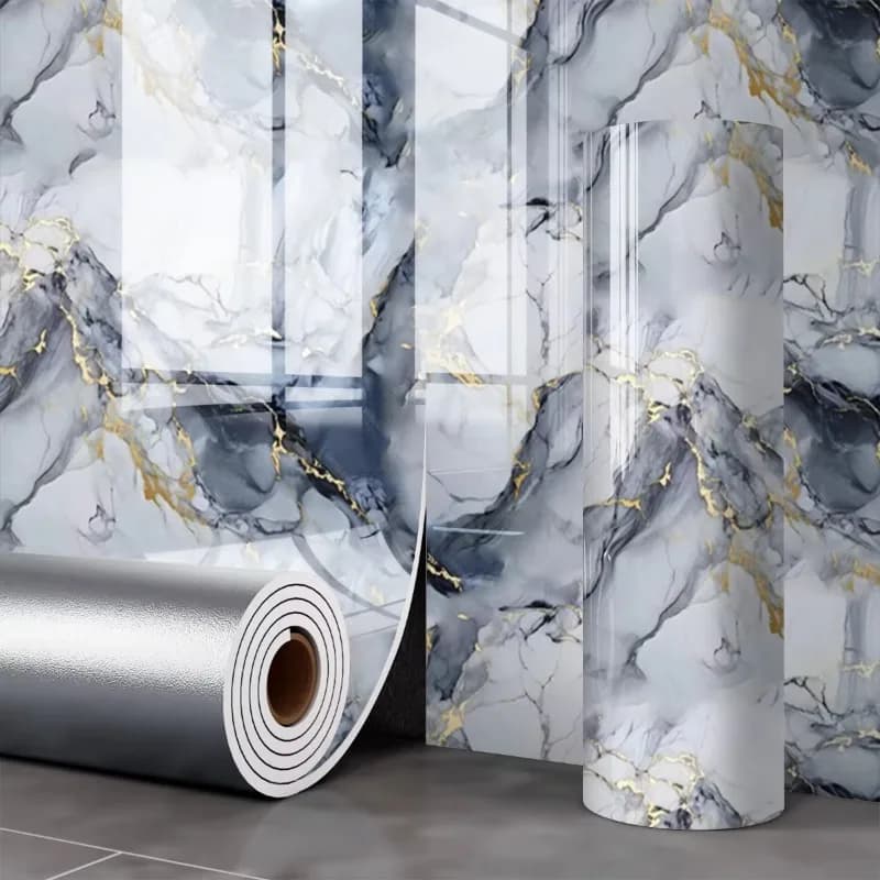 1 Rotolo di Carta da Parati Autoadesiva in Schiuma Spessa Effetto Marmo, Decorazione per Camera da Letto, Soggiorno, Bagno, Adesivo Murale Impermeabile