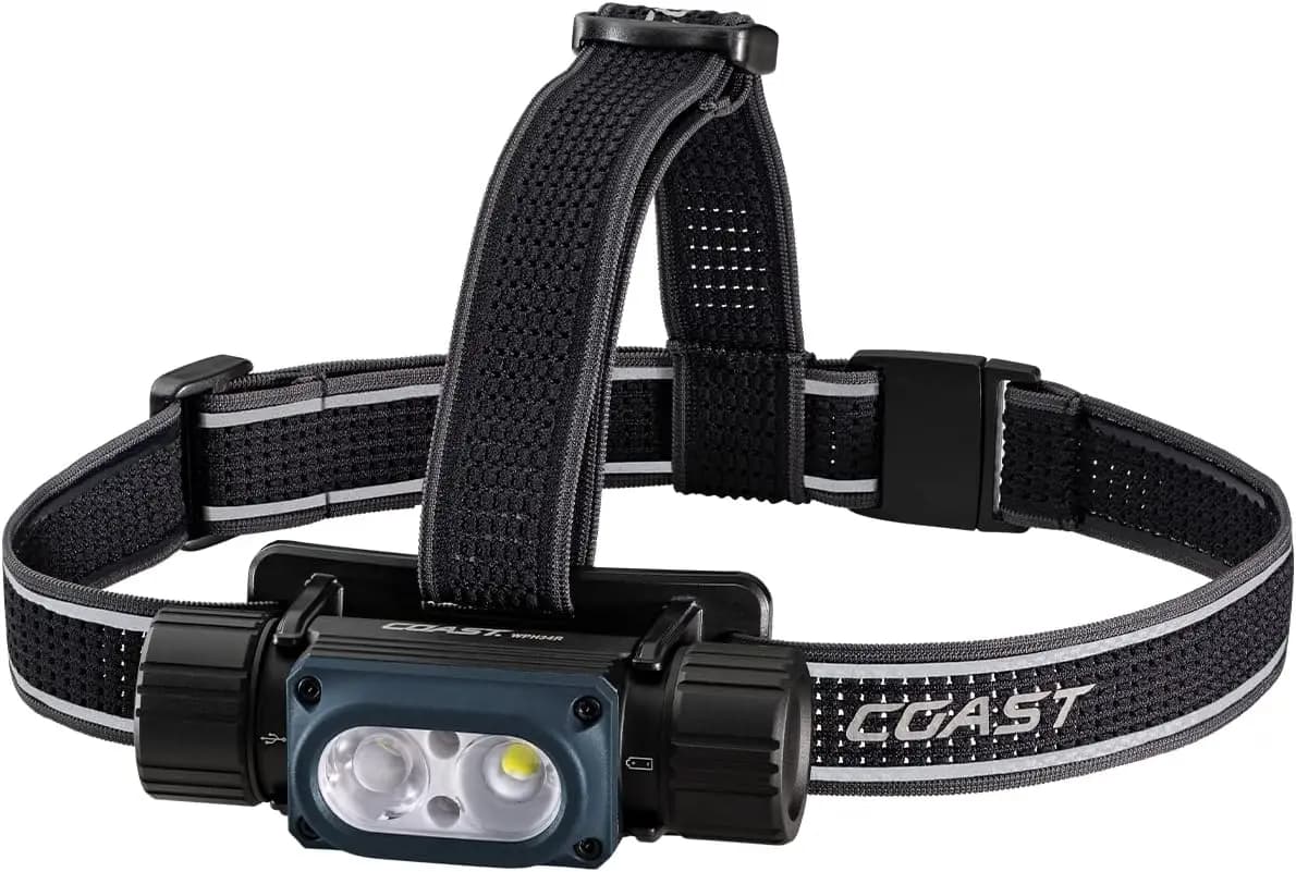 Lampada Frontale Ricaricabile USB Impermeabile IP68 da 2000 Lumen, 6 Modalità con Fasci Spot e Diffusi, Blu/Nero