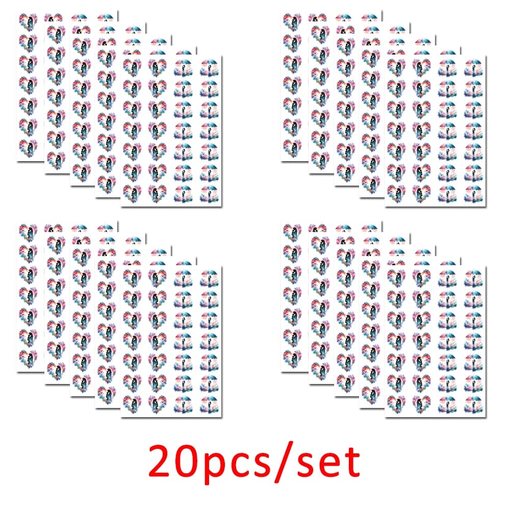 Set da 20 Pezzi di Carta per Trasferimento ad Acqua con Motivi a Cuore per la Festa della Mamma - Decalcomanie ad Acqua per Creazione di Orecchini in Argilla e Gioielli Fai-da-Te