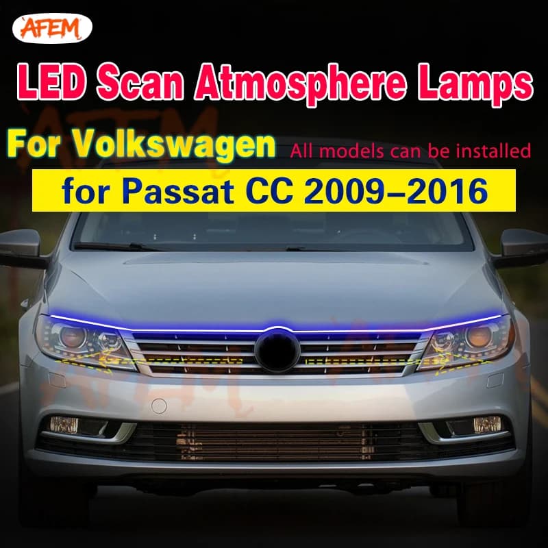 Car Flashing Car light For VW PASSAT CC 2009-2016 LED DRL Daytime running lights with Start Scan Waterproof Flexible Light Strip