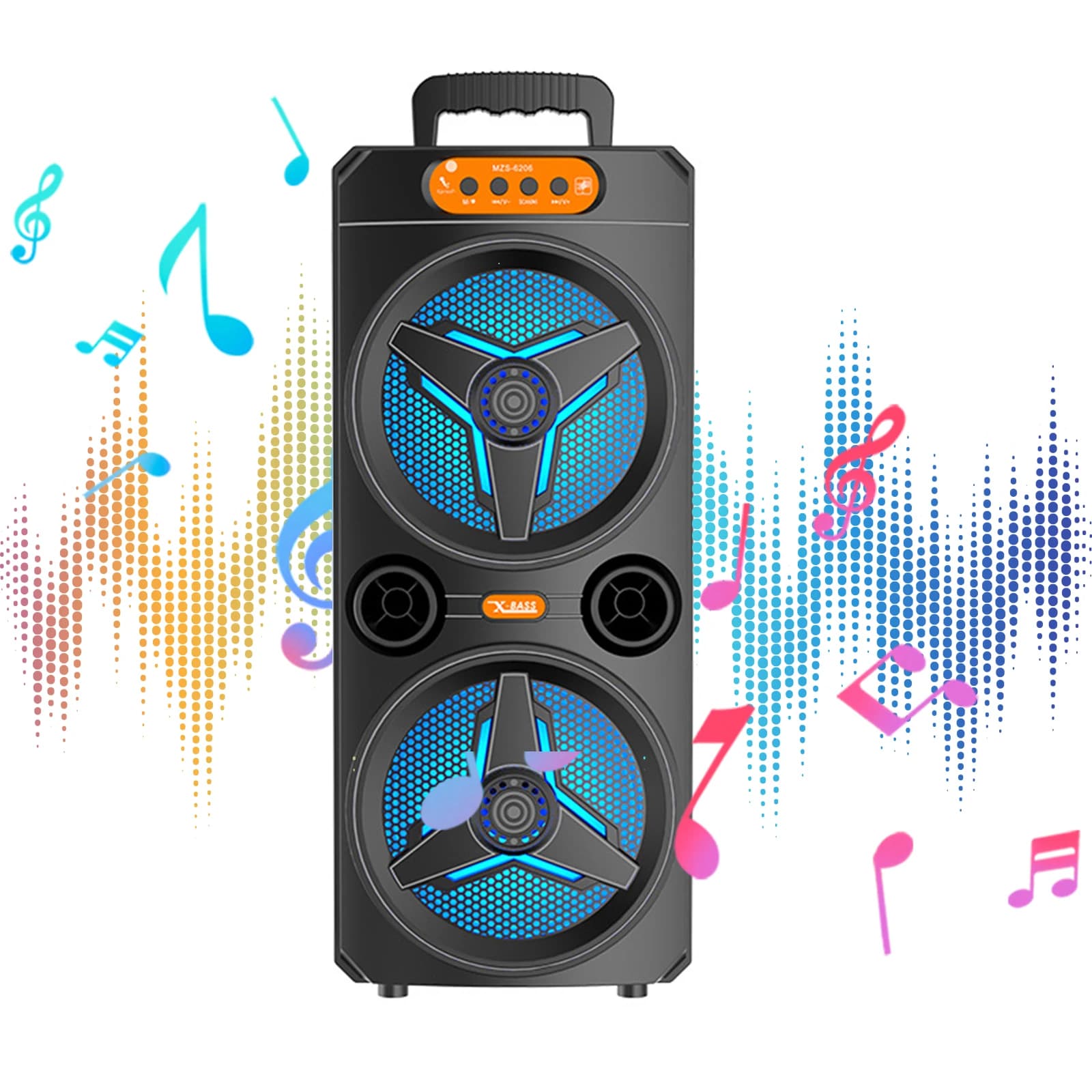 Altoparlante Bluetooth con Microfono Wireless, Grande Boombox con Supporto TWS/AUX/USB/Scheda TF/Radio FM per Feste, Casa e Campeggio