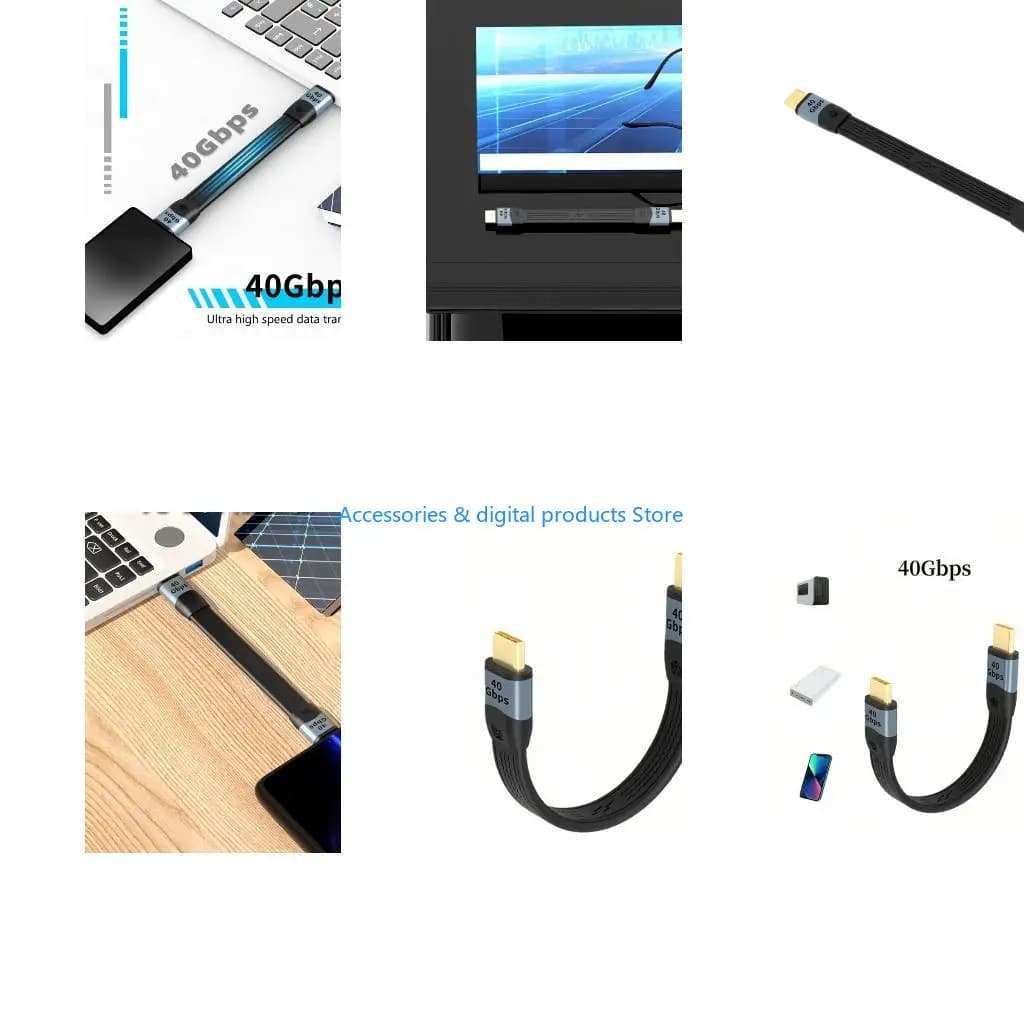 77JD USB4.0 8K USB C to C Cable Fast 100W Charging Cord 40Gbps Speed Short and Flexible FPC Line 14cm Phones Charging