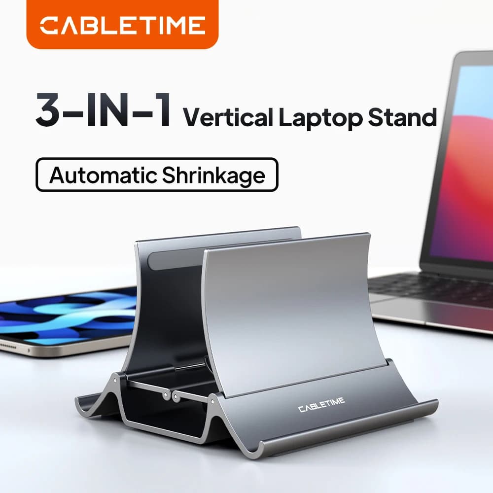 CABLETIME Supporto per laptop verticale Dissipazione del calore Supporto per gravità in silicone antiscivolo per MacBook Surface Supporto per tablet iPad C418