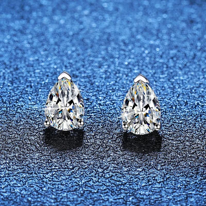 Orecchini da donna classici e minimalisti di lusso con gocce d'acqua in oro 18 carati intarsiati in moissanite da 1 carato con impronta in platino PT950