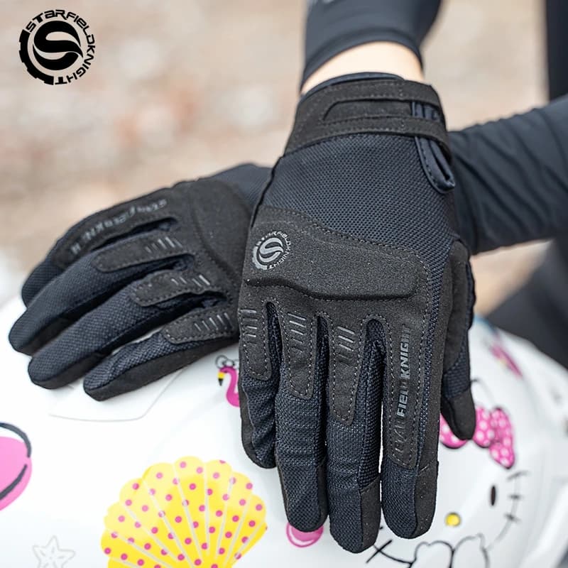 SFK Full Finger Motorcycle Gloves Summer Mesh Breathable Men Women Riding Protection Gears Non-slip Wear-resistant Equipment