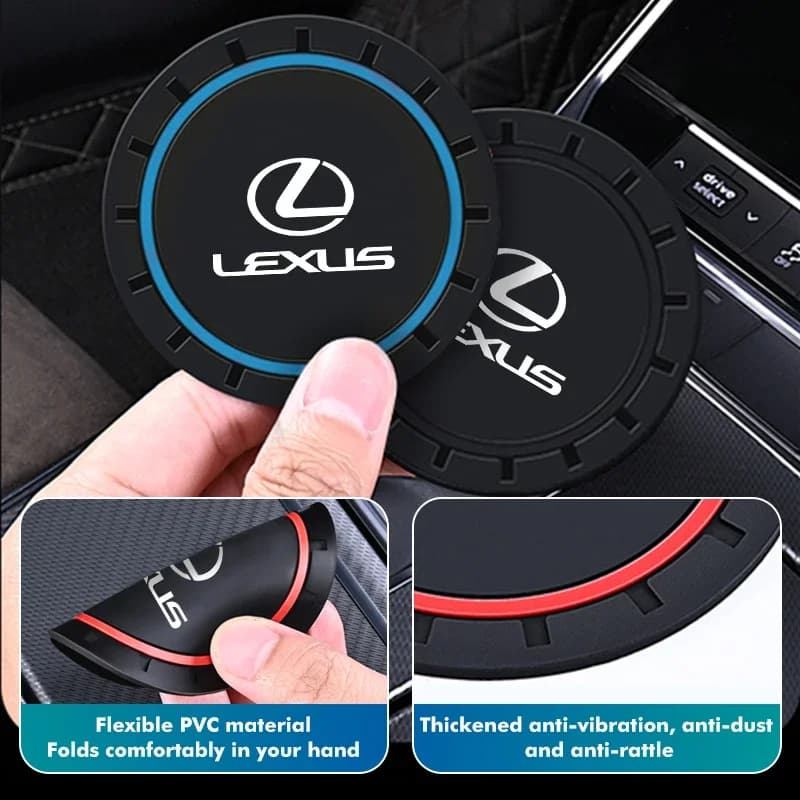 For Lexus 2pcs Silicone Car Coaster Water Cup Bottle Holder Mat Anti-Slip Pad RX350 IS250 CT200h ES250 ES300h NX300h IS200 GS300