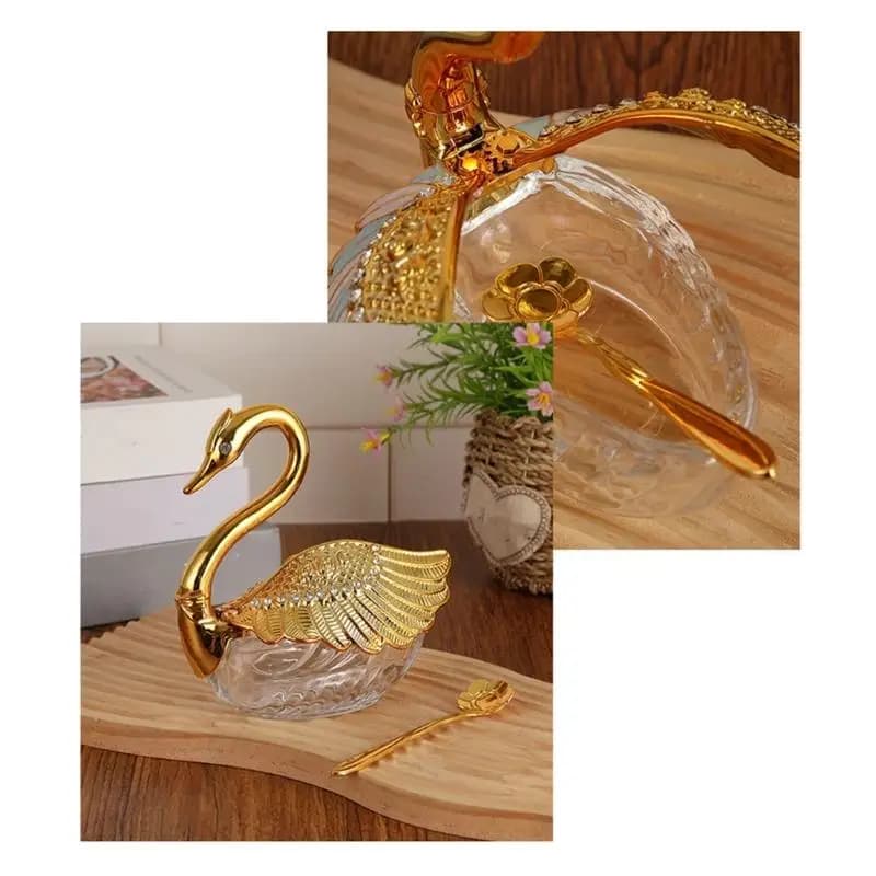 Y1UD Elegante zuccheriera in vetro plastica stile europeo con cucchiaio per tavolo da pranzo da cucina
