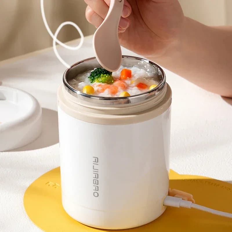 600ML Portable USB Heating Electric Lunch Box Stainless Steel Heaters Container 5V 12V 24V Picnic Milk Drinks Food Heater