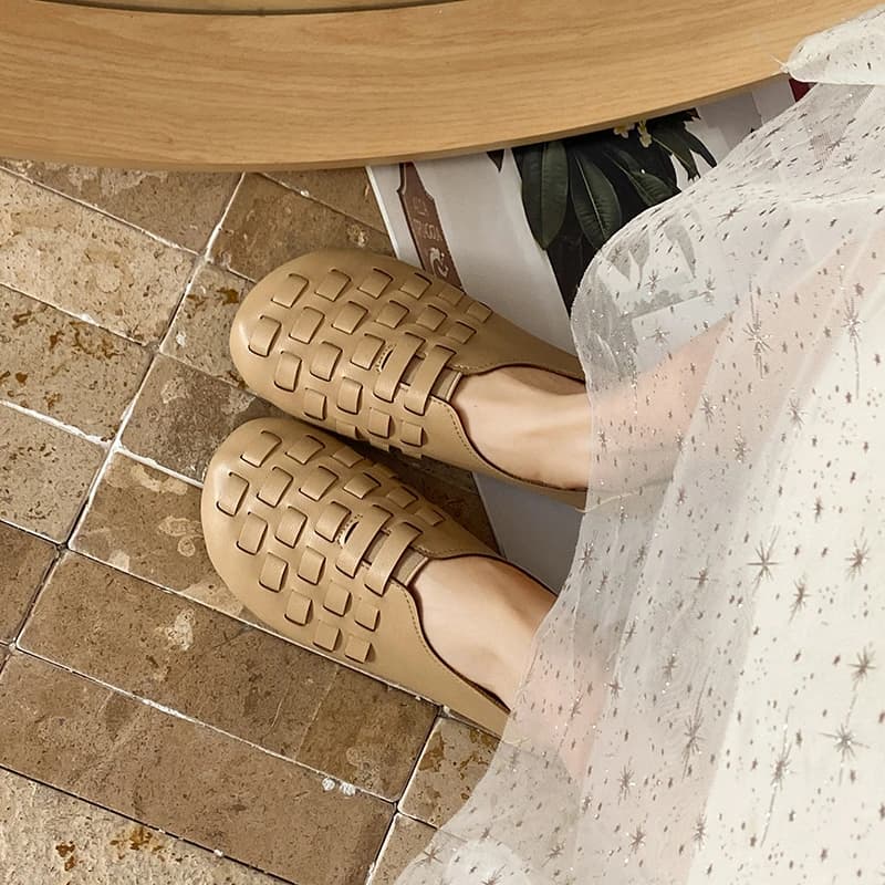 Nuove Scarpe Casual da Donna Vintage in Pelle PU Intrecciata con Dettagli Traforati, Slip-On, Traspiranti, per Uso Quotidiano, Ufficio e Cerimonie