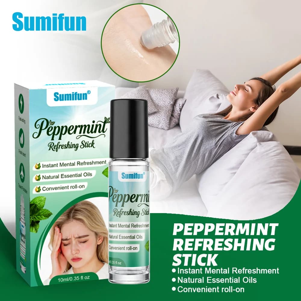 1 Confezione da 10ml di Olio Essenziale di Menta Piperita Rinfrescante in Flacone Roll-On Portatile