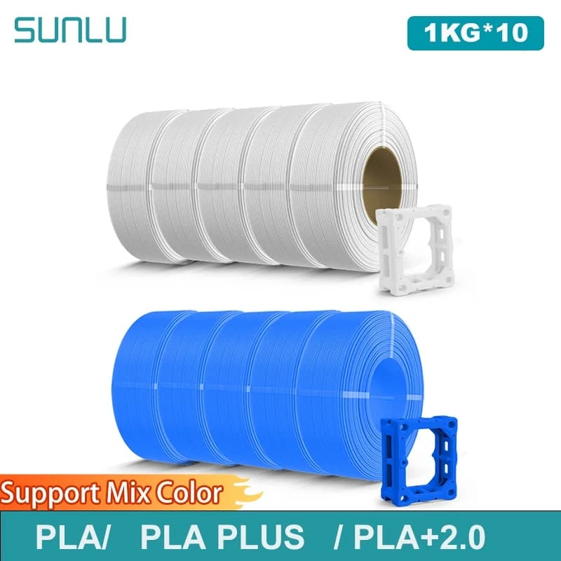 SUNLU 10KG PLA/PLA PLUS/PLA+2.0 Filament 1.75mm 1KG Without Tray 3D Printer Filament for 3D Printer& 3D Pen，Refll Filament