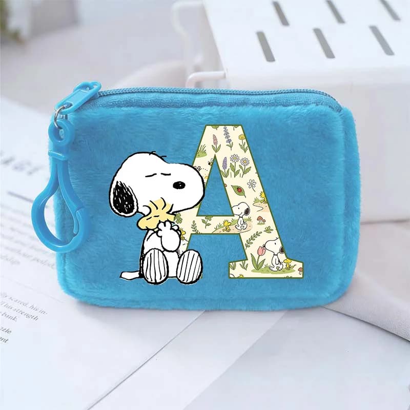 Portamonete Quadrato Snoopy con Stampa Lettere A-Z, Portafoglio Cartoon per Ragazzi e Ragazze, Mini Borsa Portamonete Kawaii, Simpatiche Borse Portaoggetti, Regali