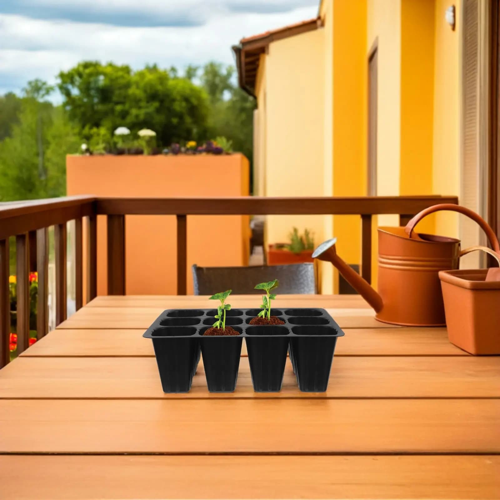 30Pcs Seedling Tray Black Plastic Seed Starter Trays Flat Bottom Drainage Holes Garden Vegetables Flowers Indoor Germination