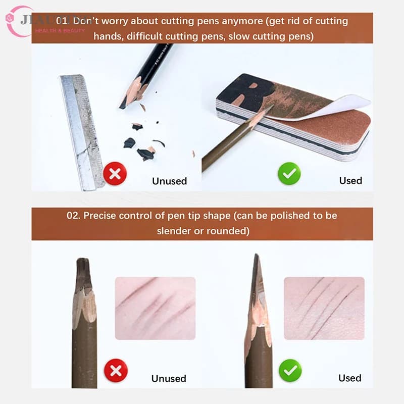 Professional eyebrow pencil sharpener, tool for sharpening with sandpaper, easy to use, to create thin tips, makeup accessory.