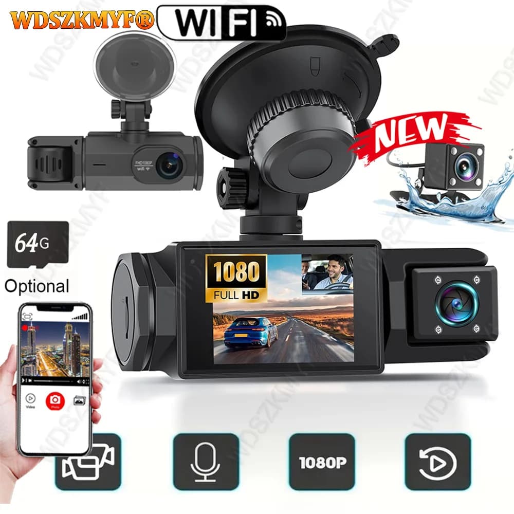 WIFI Dash Cam For Car Camera 1080P Video Recorder HD 2/3Camera Car DVR Front Rear View Camera Night Vision Car Accessories