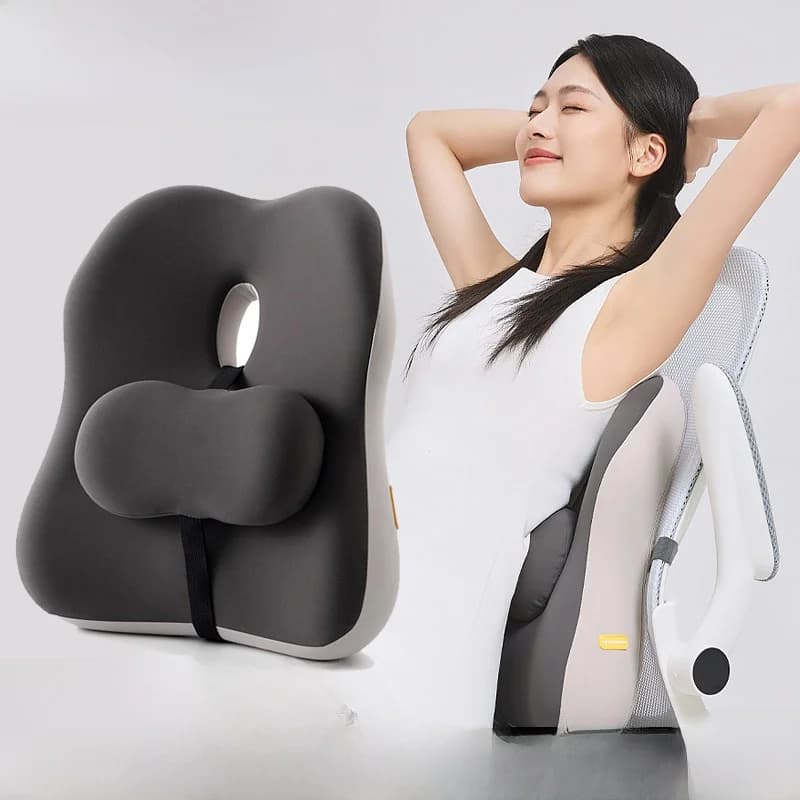 Cuscino di Supporto Lombare per Ufficio, Cuscino Ergonomico per Donne in Gravidanza con Cinghia, Supporto per Schienale Sedia da Scrivania