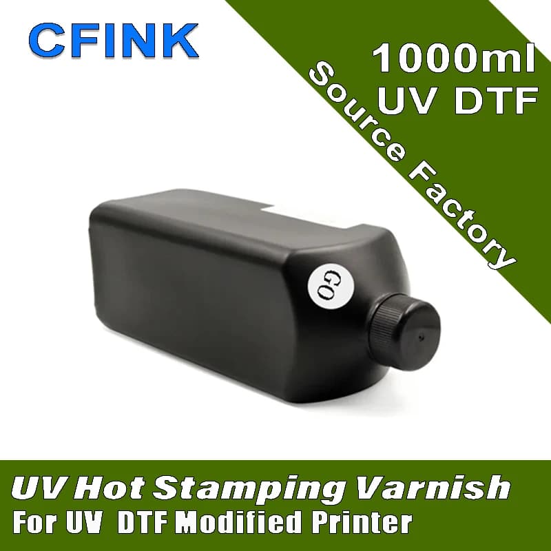 CFINK 1000ML UV DTF Hot Stamping Varnish UV DTF Gloss for Epson XP600 DX5 DX6 L1800 TX800 DX10 for UV DTF Gold Film