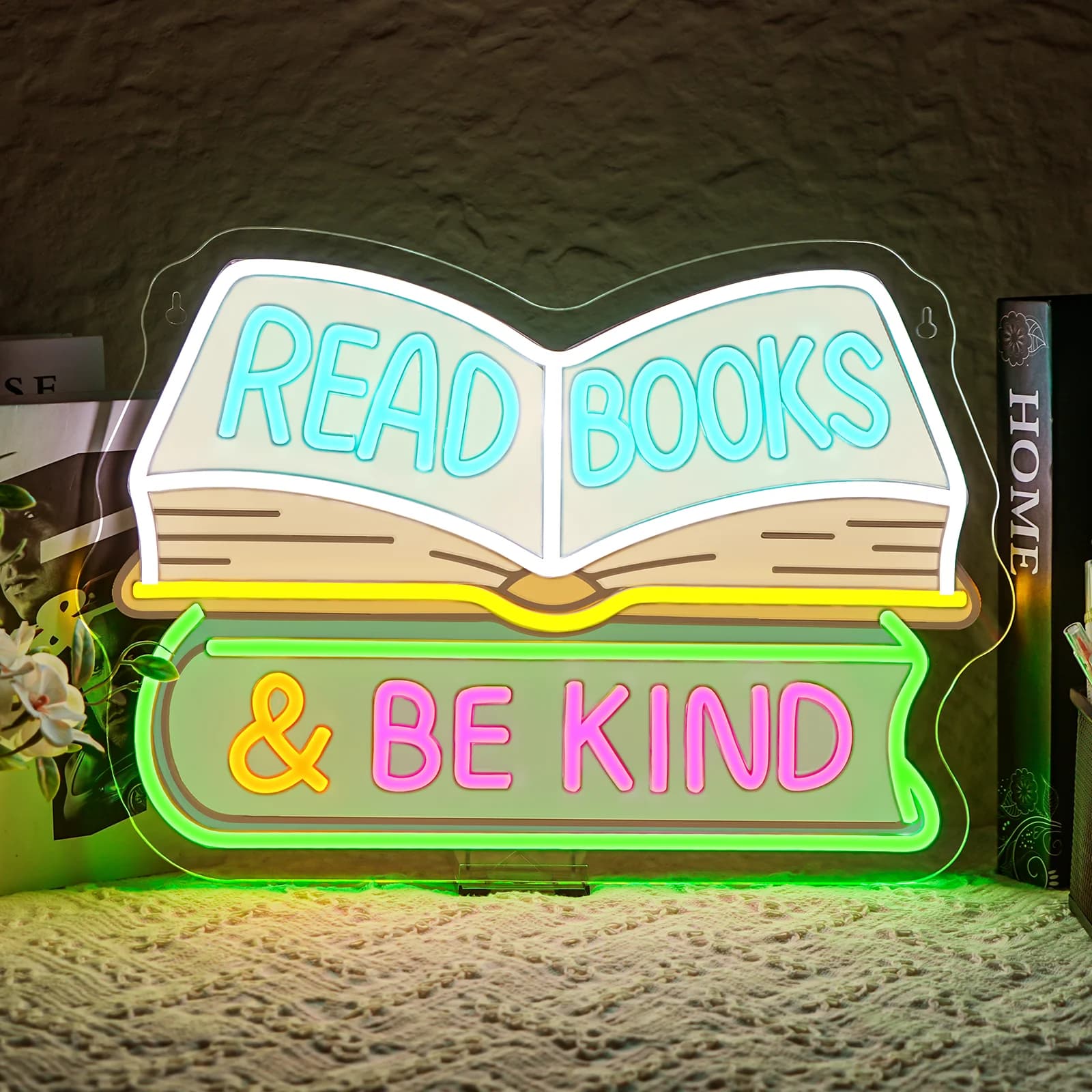 Leggi libri Be Kind Insegne al neon per decorazioni da parete per sala lettura Sala studio Aula Libreria Libreria Museo Caffetteria Camera da letto