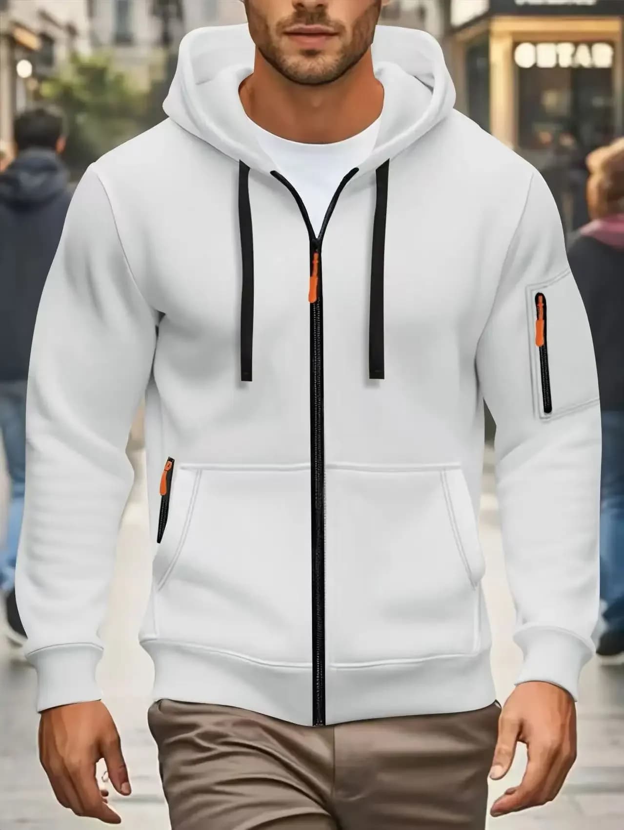 Felpa con cappuccio a maniche lunghe da uomo con tasca con cerniera Design Giacca casual con cappuccio per abbigliamento sportivo autunno inverno Abbigliamento maschile