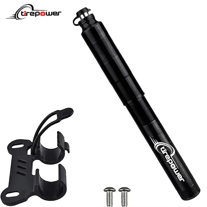 Tirepower 120 psi Pompa da bicicletta in lega di alluminio montata su telaio Pompa a mano per pneumatici per bici Pompa portatile compatibile con valvola Schrader Presta