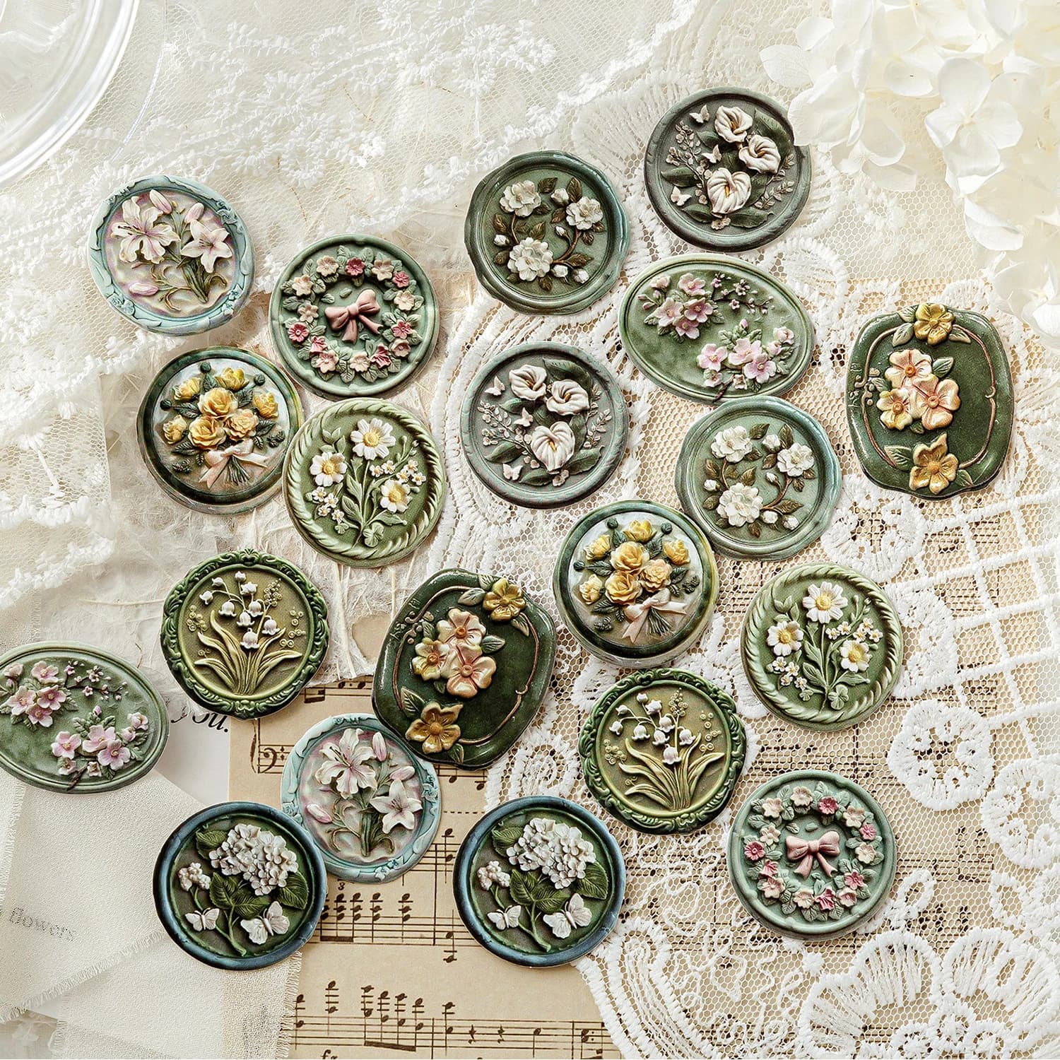 20 pz/pacco adesivi in rilievo di cera laccata materiali di carta materiali per scrapbooking fai da te collage adesivo per decorazioni per diario spazzatura