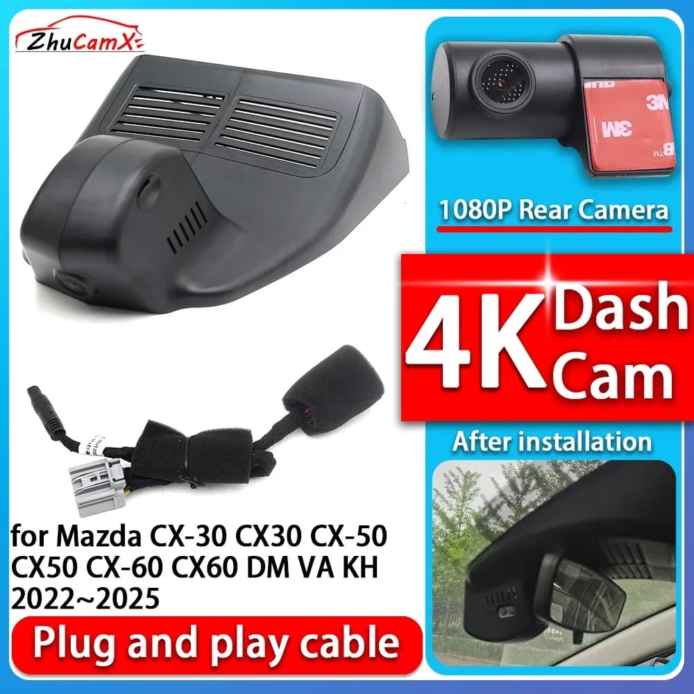 ZhuCamX 4K 2160P Plug and Play Dash DVR Cam Video Visione notturna per Mazda CX-30 CX30 CX-50 CX50 CX-60 CX60 DM VA KH 2022 ~ 2025