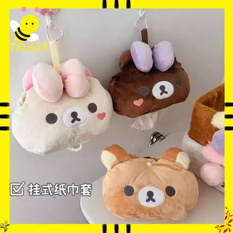 Portafazzoletti in Peluche Rilakkuma, Design Anime Carino per Soggiorno e Camera da Letto, Elegante Contenitore per Fazzoletti