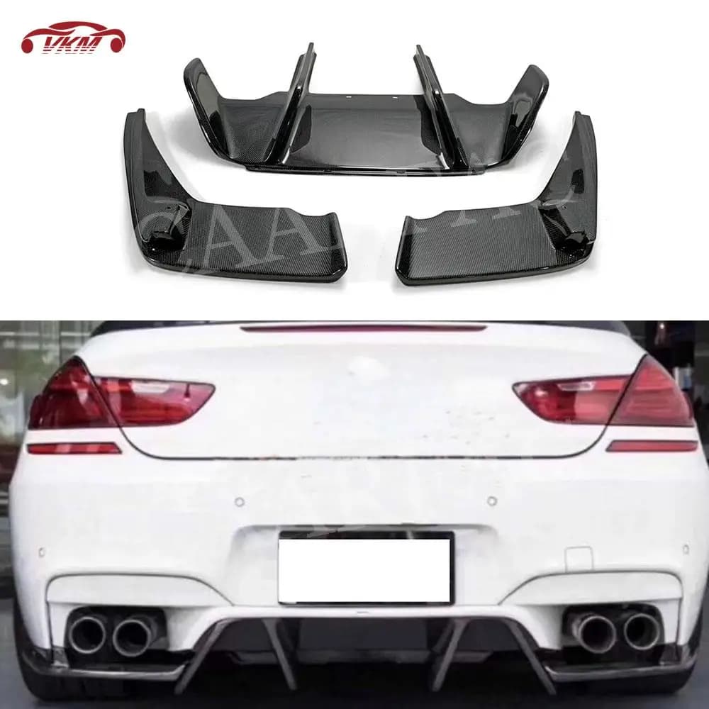 Splitter per labbro diffusore posteriore per auto in fibra di carbonio per BMW Serie 6 F12 F13 F06 M6 2013-2016 Grembiuli per paraurti di protezione Spoiler FRP