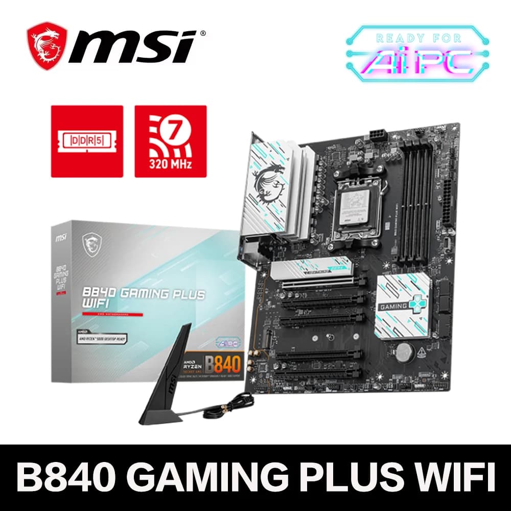 MSI B840 GAMING PLUS WIFI AMD B840 Supporta DDR5 8000 - 5600 (OC) 256GB AMD Ryzen ™ Processori desktop serie 9000 Socket AM5