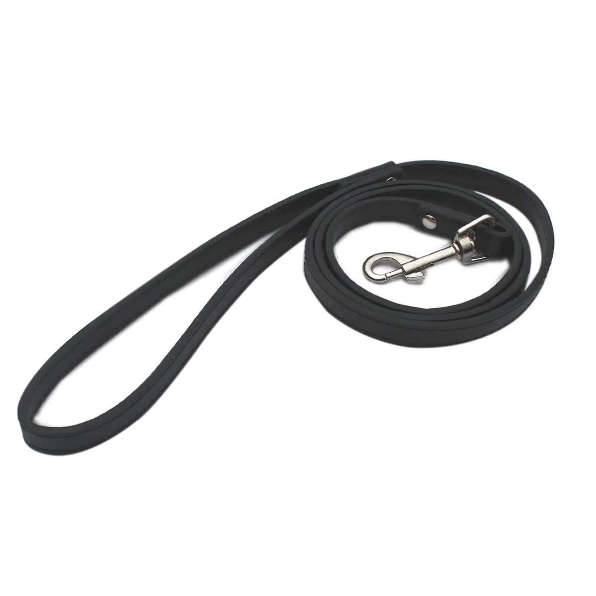 Guinzaglio di sicurezza per cani e gatti da 130 cm, in PU, comodo, con fibbia in lega e design ad anello a D, per cani di taglia piccola e media, nero